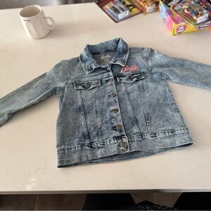 Barbie Light Wash Denim Jacket with Pink Script Logo